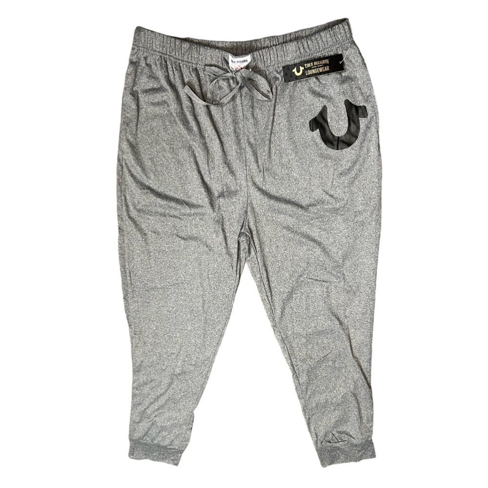 True Religion Men's Classic Logo‎ Jogger Horseshoe Sweatpants Gray Sz L (36-38)